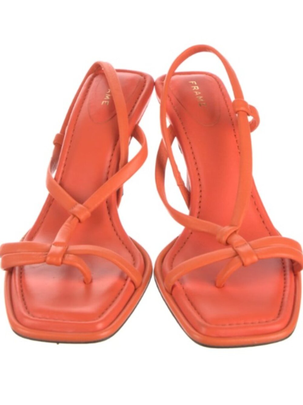 FRAME Strappy Orange Kitten Heel Sandals Size 39 MINT